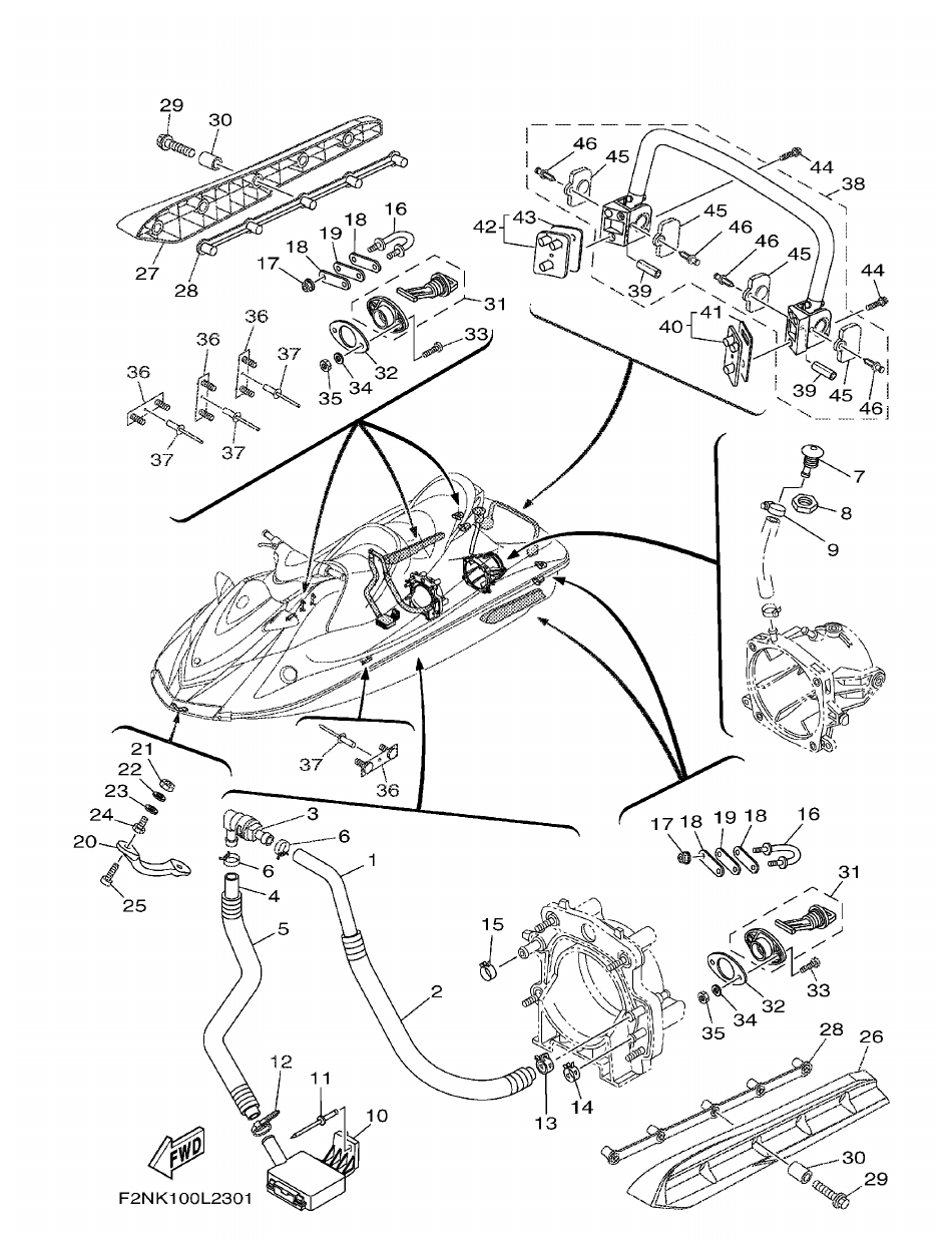 Yamaha F2NN HULL & DECK parts diagram